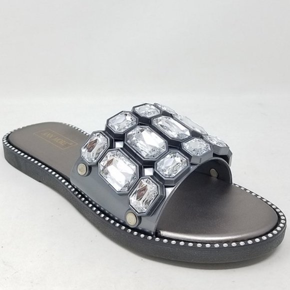 NEW San Remo Pewter Chunky Crystal Slides - Picture 3 of 3
